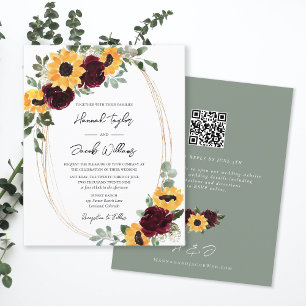 Budget Mariage de tournesol QR Code RSVP Invitatio