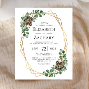 Budget Mariage d'hiver Aquarelle Verdure Invitatio