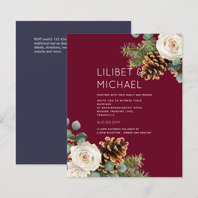 BUDGET Mariage d'hiver Eucalyptus Roses de verdure (Devant / Derrière)