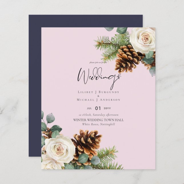 BUDGET Mariage d'hiver Eucalyptus Roses de verdure (Devant / Derrière)