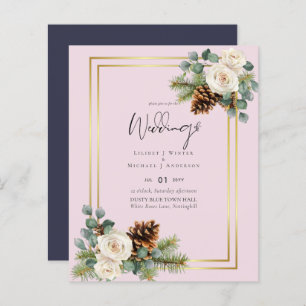 BUDGET Mariage d'hiver Roses blanches Or Dusty Ble