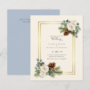 BUDGET Mariage d'hiver Roses blanches Or Dusty Ble