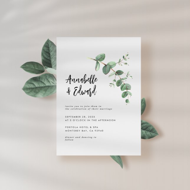 budget Mariage eucalyptus détails et invitation (Créateur téléchargé)