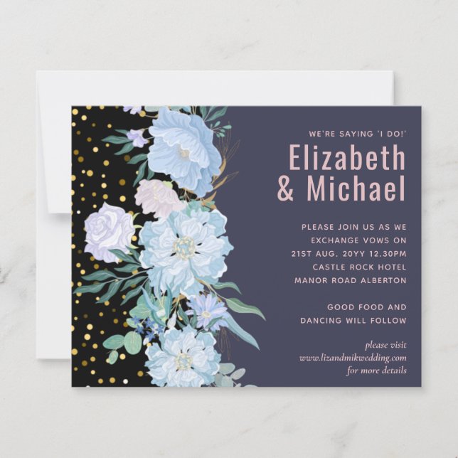 Budget Mariage floral rose pâle bleu (Devant)