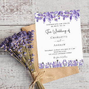 Budget mariage lavande violet invitation florale