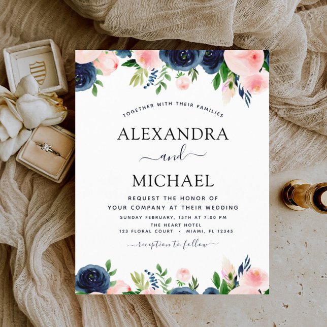 Budget Mariage Marine Bleu Blush rose Floral (Créateur téléchargé)