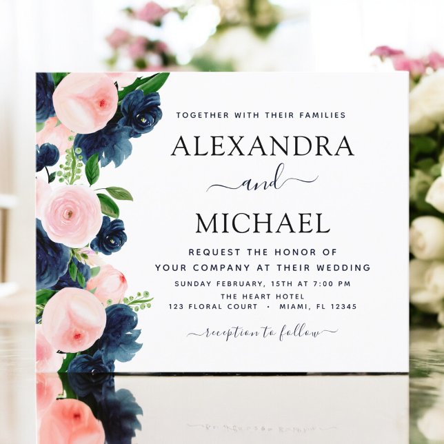 Budget Mariage Marine Bleu Blush rose Floral (Créateur téléchargé)