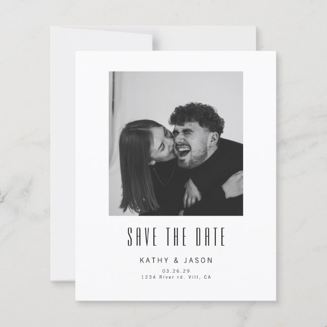BUDGET Mariage Moderne Photo Enregistrez La Date (Devant)