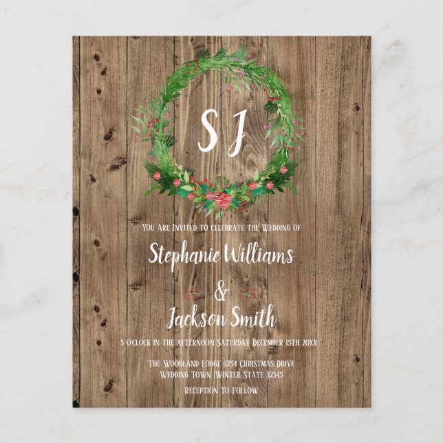 Budget Mariage Monogrammé Bois de Grange Rustique  (Devant)