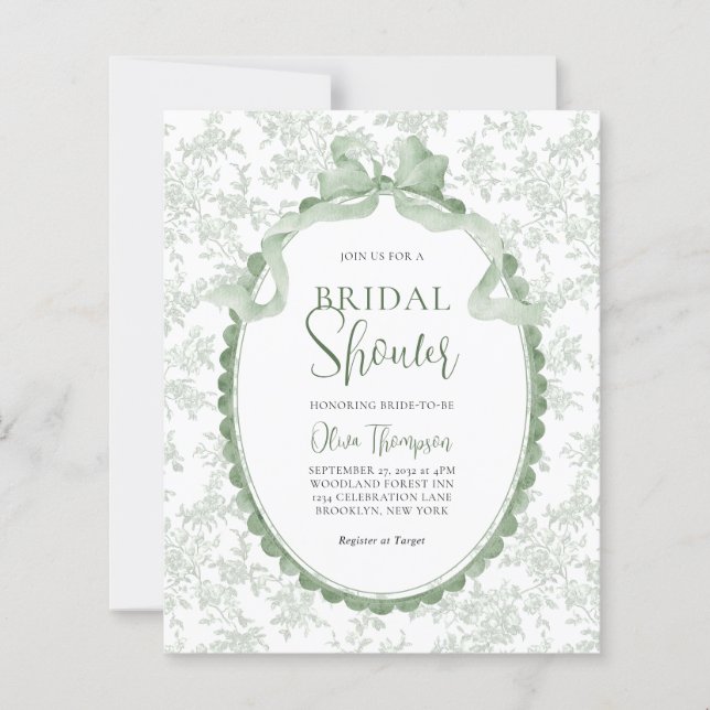 BUDGET Mariage Sage Vert Botanique Ruban (Devant)