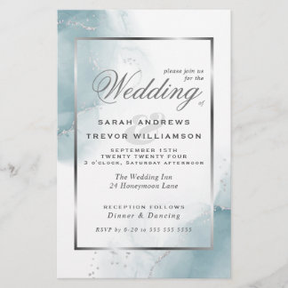 Budget Mariage Turquoise Bleu Argent Abstrait
