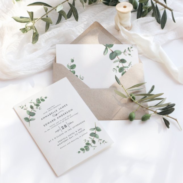 Budget mariage vert Eucalyptus botanique moderne (Créateur téléchargé)
