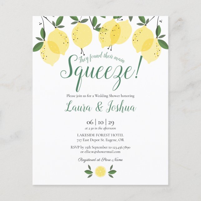 Budget MariageDouche Main Squeeze Lemon Invitation (Devant)
