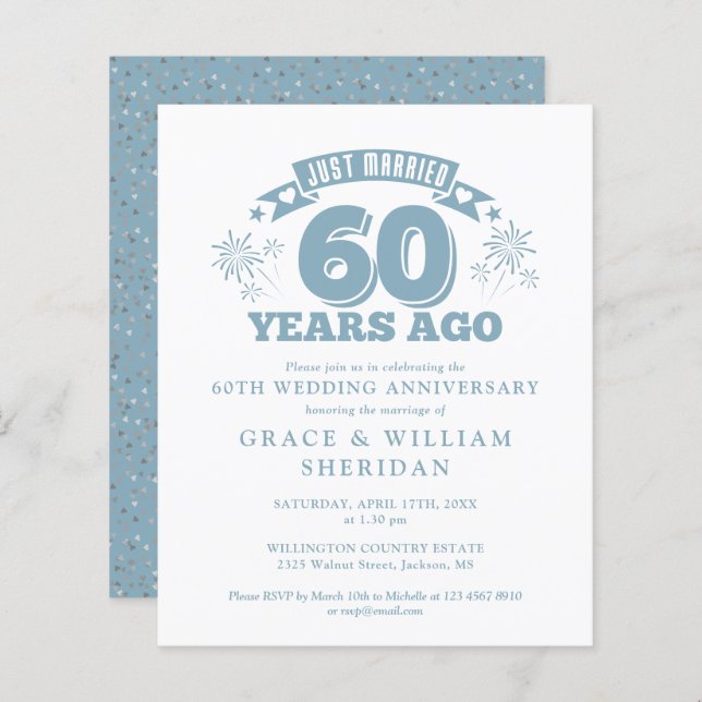 Budget Marié 60e anniversaire Invitation (Devant / Derrière)