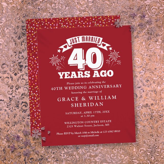Budget Marié Ruby Invitation du 40e anniversaire (Budget Just Married Ruby 40th Anniversary Invite)