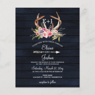 Budget Marine Antlers Mariage campagnard Invitatio