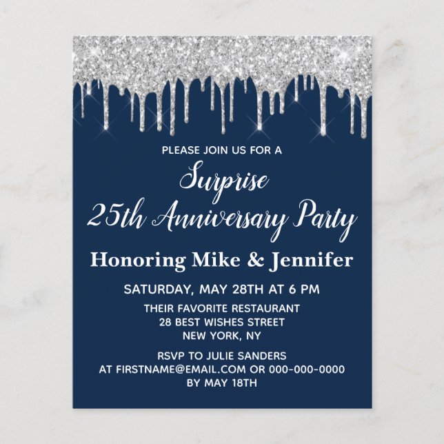 Budget Marine Argent Surprise Anniversaire Invitat (Devant)