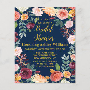 Budget Marine Automne Floral Bridal Douche Invitat
