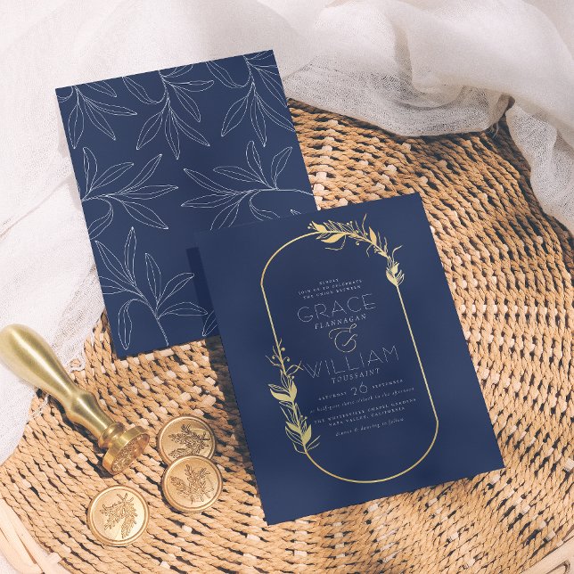 Budget Marine Bleu Botanique Mariage cadre or (Créateur téléchargé)