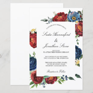 Budget Marine bleu Bourgogne rouge Faire-part de m