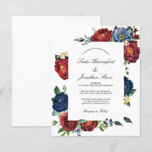 Budget Marine bleu Bourgogne rouge Faire-part de m