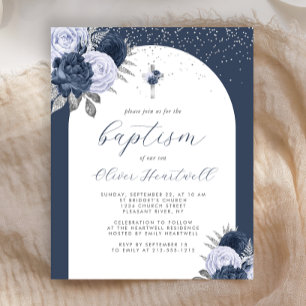 Budget Marine Bleu Floral Arch Croix Garçons Baptê
