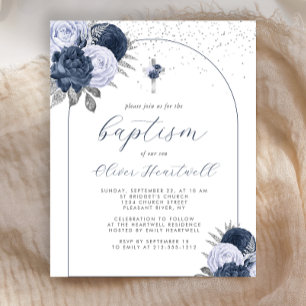 Budget Marine Bleu Floral Arche Croix Garçons Bapt