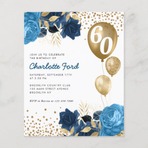 Budget Marine Bleu Floral or Ballons Anniversaire