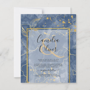 BUDGET Marine Bleu Or Encre Mariage Abstrait Invit