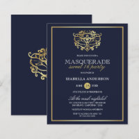 Budget Marine Bleu & Or Masquerade Sweet 16 Party