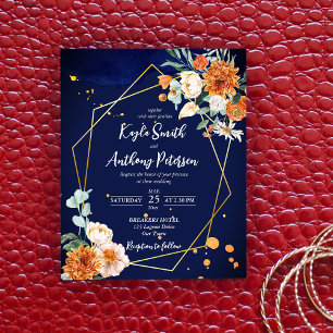 Budget marine bleu orange blanc roses invitation d
