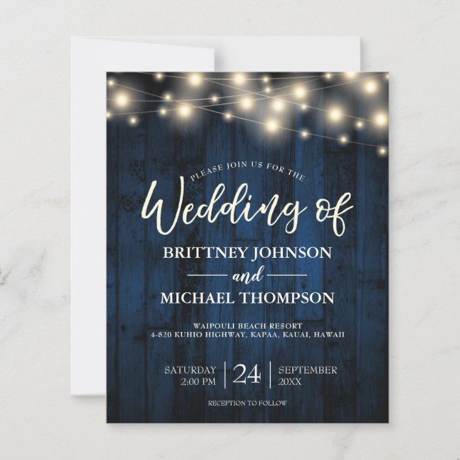 Budget Marine Bleu Rustique Chaîne Lumières Bois I (Devant)