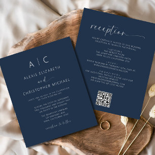 Budget Marine Bleu Tout en un Mariage QR Code