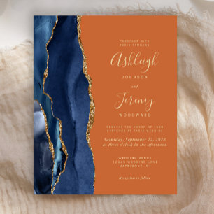 Budget Marine Blue Agate Burnt Orange Mariage Invi