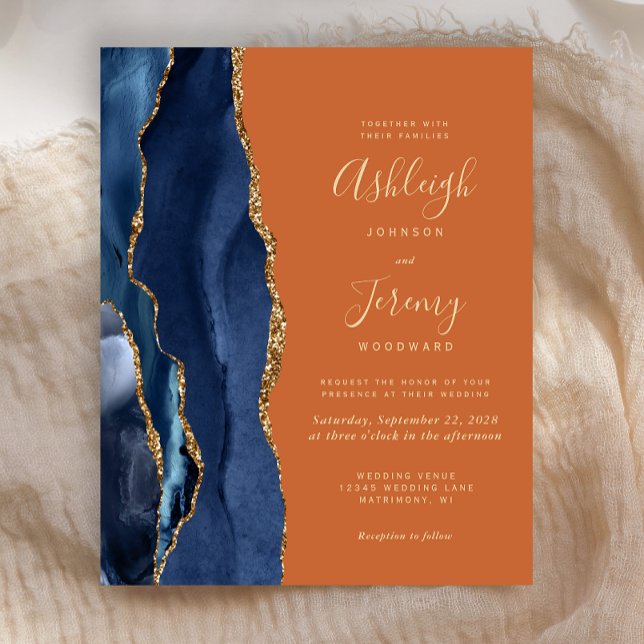 Budget Marine Blue Agate Burnt Orange Mariage Invi (Créateur téléchargé)