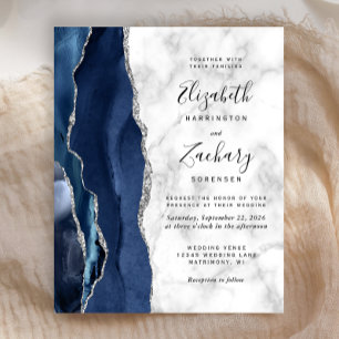 Budget Marine Blue Argent Agate Marbre Mariage