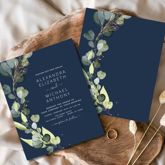 Budget Marine Blue Eucalyptus Invitations de maria (Créateur téléchargé)