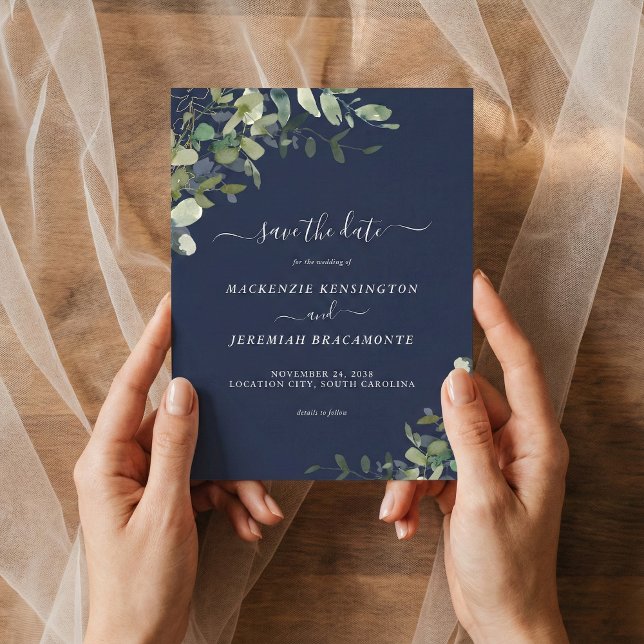 Budget Marine Blue Eucalyptus Mariage Enregistrer  (Créateur téléchargé)