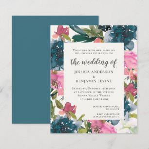Budget Marine Blue Floral Aquarelle Mariage Invita