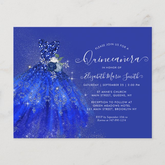 Budget Marine Blue Floral Argent Parties scintilla (Devant)