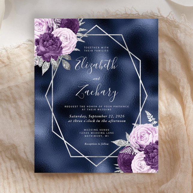 Budget Marine Blue Lilac Silver Floral Mariage (Créateur téléchargé)