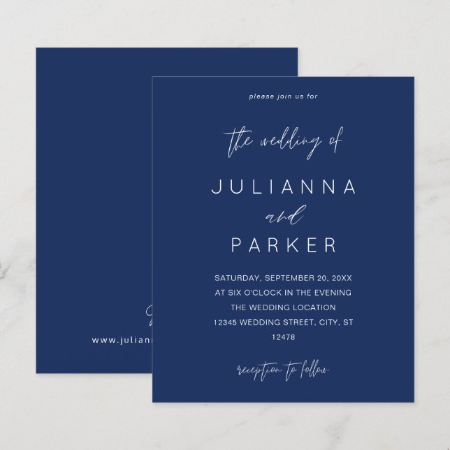 Budget Marine Blue MOD Calligraphie Mariage (Devant / Derrière)