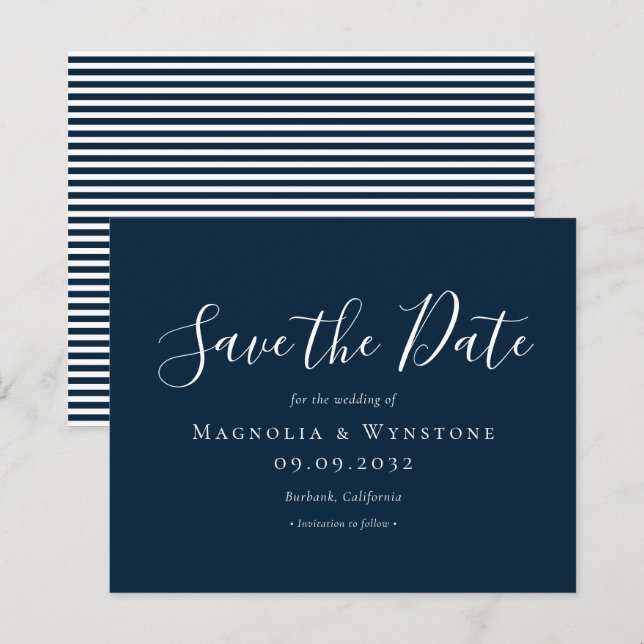 BUDGET Marine Blue Wedding Enregistrer La Date (Devant / Derrière)