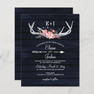 Budget Marine Blush Floral Antler Faire-part de ma
