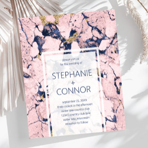 Budget Marine Blush Gold Marble Faire-part de mari