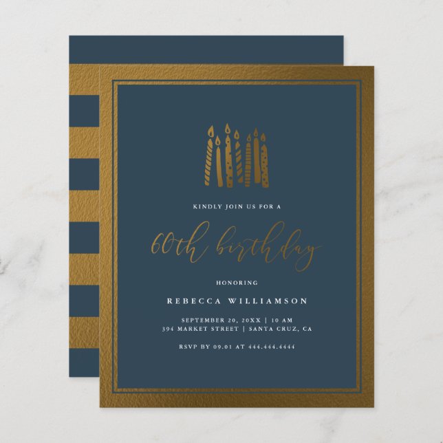 Budget Marine Bougies bleu et or 60e anniversaire (Devant / Derrière)