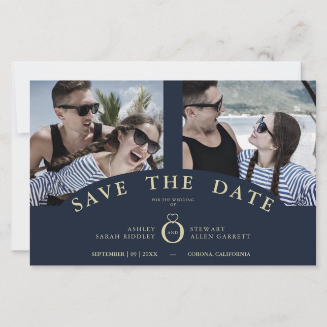 Budget Marine Élégant rose 2 Photos Mariage chic (Devant)