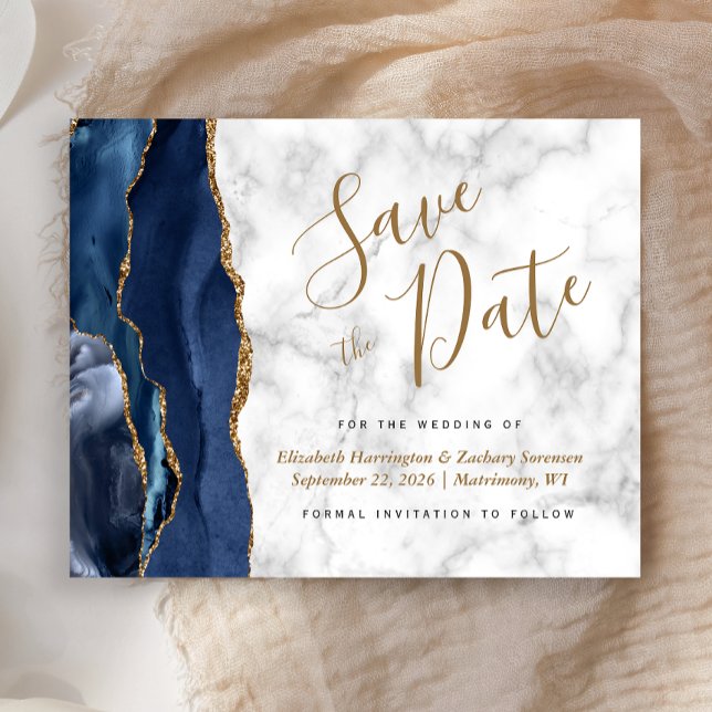 Budget Marine Gold Agate Marbre Enregistrer la dat (Créateur téléchargé)
