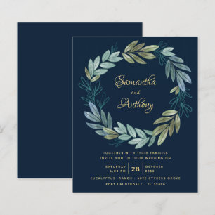 Budget Marine Gold Botanical Faire-part de mariage