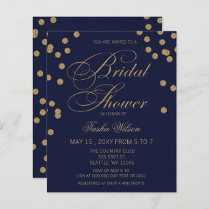 Budget Marine Gold Confetti Invitation de la douch
